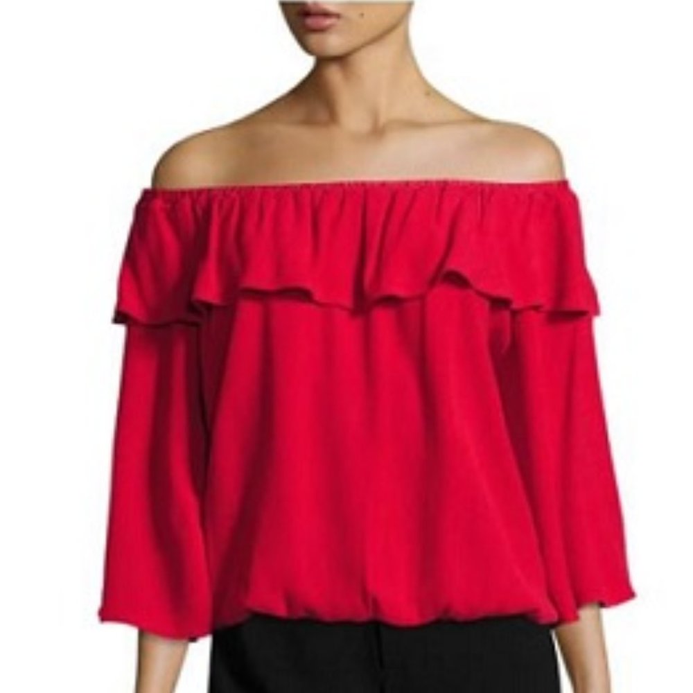 ba&sh Azar Off-the-Shoulder Ruffled red blouse size 3 - Picture 16 of 16